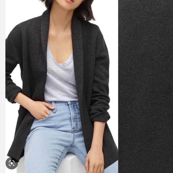 J. Crew Camille Wool Cotton Sweater Blazer With Shawl Collar: Heather Coal Grey